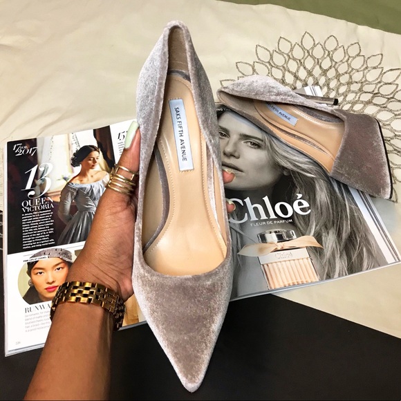 Saks Fifth Avenue Velvet “Karlie” Heels - Picture 3 of 4